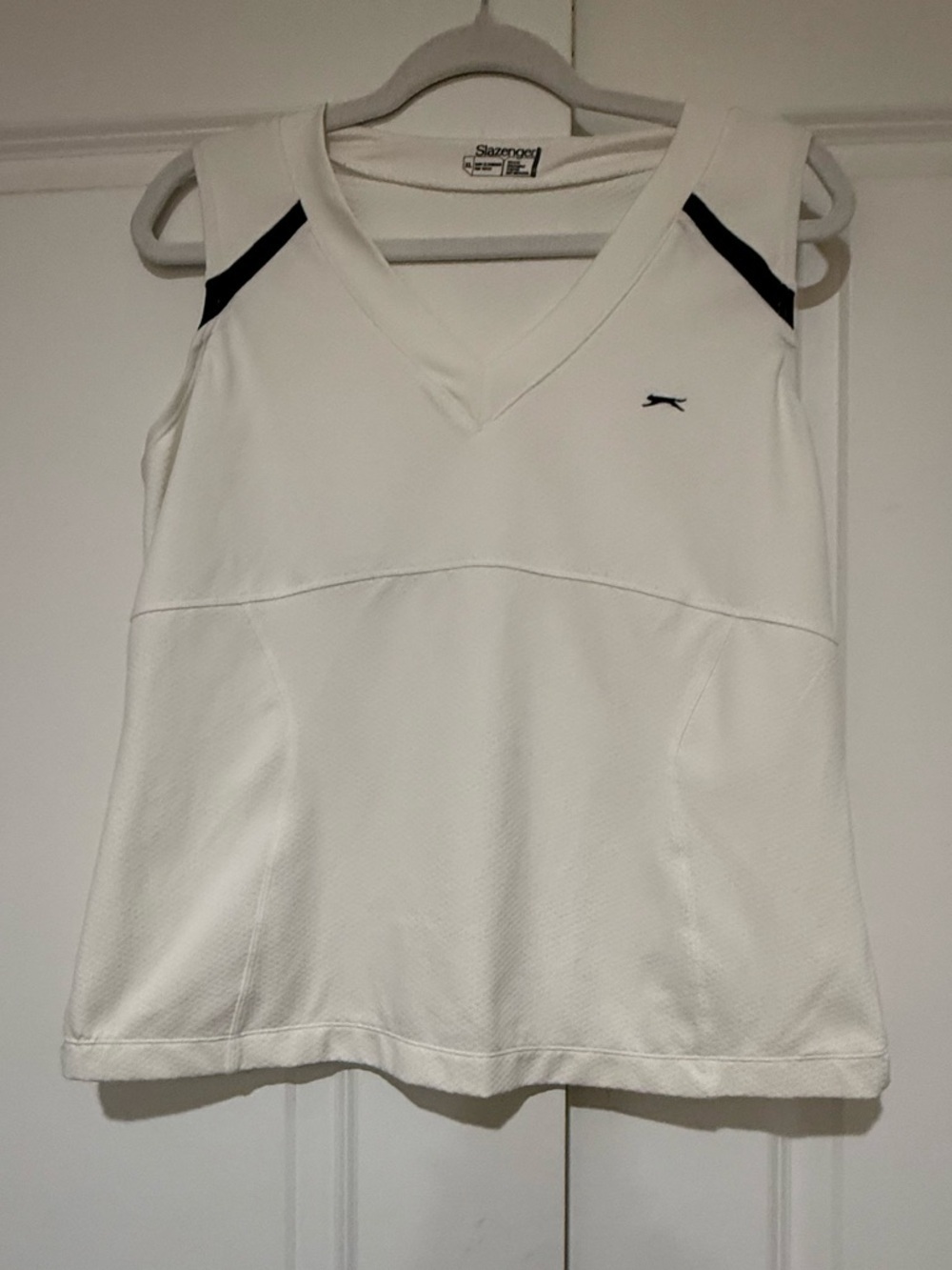 Slazenger White V-Neck Athletic Tank with Black Accents